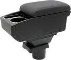 Car Armrest Box for Toyota Yaris Vitz 2006-2011 Auto Accessories Center Console Leather Arm Rest Double-Layer Storage Space with Cup Holder (Black Thread)