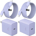 45W Type C Charger, USB C Chargers 2-Pack iPhone 15 16 Charger 6FT with iPhone 16/16 Plus/16 Pro Max/iPhone 15/iPad Pro/AirPods/Galaxy S25 S24 S23 S22 S21,Android Chargers(Purple)