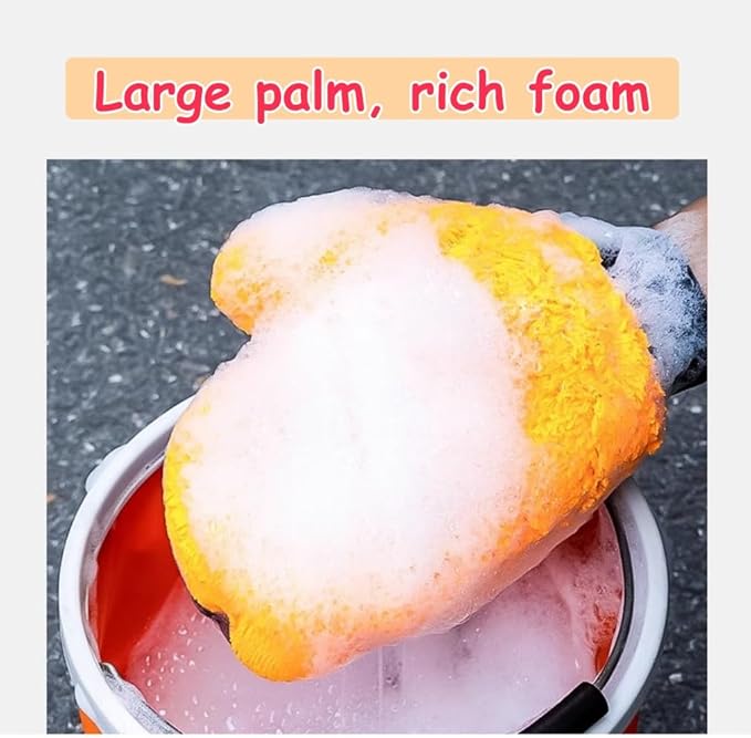 2 Pack Car Wash Mitt Scratch-Free Microfiber Car Wash Mitts Auto Interior Exterior Cleaning Gloves for Car Washing Detailing Home Cleaning Gloves