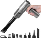 Mini Car Vacuum Portable Cordless with LED Light, 12000PA Powerful Suction, 80W High Power, One-Click Empty, Dual Hepa Filter, Car Vacuum Cleaner & Air Duster for Home, Desk, PC, Keyboard