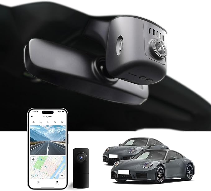 Front 4K & Rear 1080P Dash Cam for Porsche Cayenne(E3) 2019-2024, 911(992) 2020-2024, Panamera(971) 2017-2024, Taycan 2020-2024(Model A),OEM-Style,Loop Recording,Easy Installation,WiFi & App,128G Card