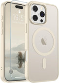 SUPFINE Magnetic for iPhone 16 Pro Case (Compatible with MagSafe) (Military Grade Drop Protection) Translucent Matte Shockproof with Anti-Fingerprint Phone Case,Antique White