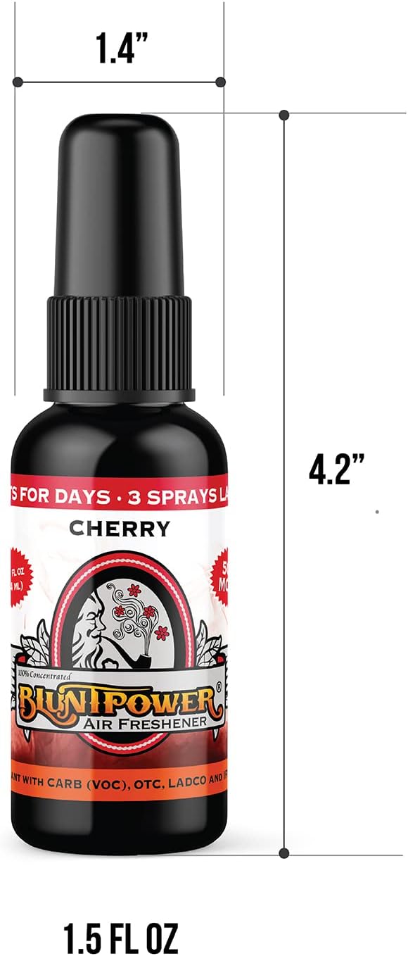 BluntPower (Cherry, 1 Pack) Concentrated Air Freshener for Room and Car Spray - Oil-Based Diffuser Spray Bottle - Long-Lasting Bathroom Spray, Car Freshener, & Odor Eliminator Spray