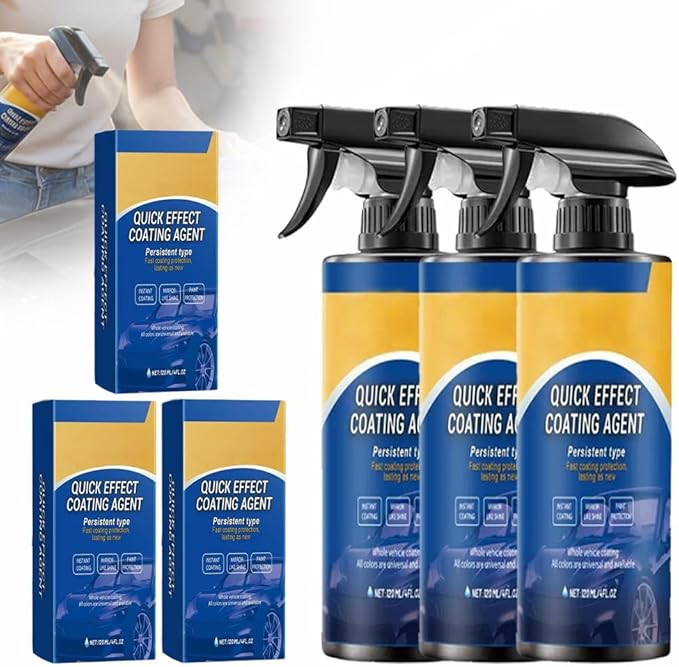 3 Pack Car Coating Spray, 2026 New Quick Effect Ceramic Wax Polish, All-in-One Waterless Wash & Scratch Repair Spray, Removes Oil Film, Enhances Gloss & Hydrophobic Protection