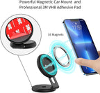 Magnetic Car Phone Holder Mount for Tesla Model 3/Y/Mustang Mach-E Compatible with MagSafe, Car Phone Mount Foldable Invisible Cradle Stand Adhesive 360° for iPhone 16/15/14/13/12 (Black)