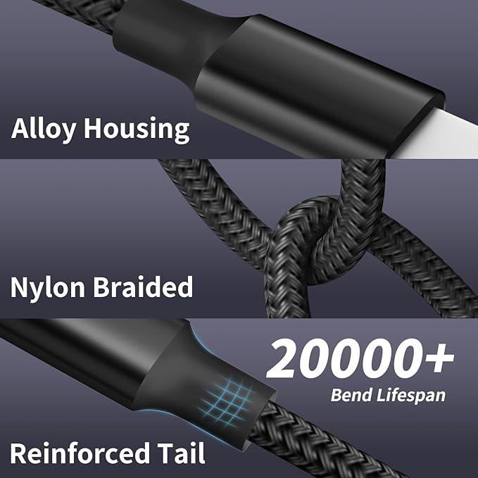 6FT 2Packs Travel 4 in 2 Charging Cable with Dual Type-C Ports, USBA/C Multi Charging Cable for Multiple Devices, Tinned Copper Universal Car Charger for iPhone17-12, Android Tablet Pad and More