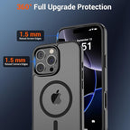 SUPFINE Magnetic for iPhone 16 Pro Case (Compatible with MagSafe) (Military Grade Drop Protection) Translucent Matte Shockproof with Anti-Fingerprint Phone Cover,Black