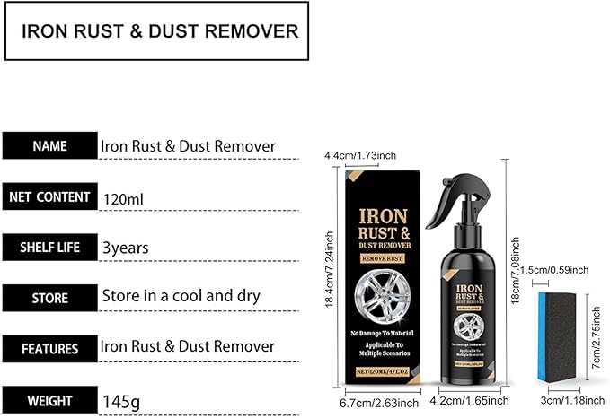 Car Wheel Cleaning Spray, Complete Detailing Solution, 4fl.oz, Iron Aluminium Remover, Rim Cleaner Spray, Powerful Stain Removal, for Cars, Trucks, Motorcycles, and RVs