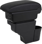 AULPHIKE Compatible with Nissan Note Armrest 2016-2018 Car Center Console Organizer Armrests Double Layer Storage with 3 USB（Black）
