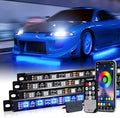 Underglow LED Lights for Cars, Xprite 4 PCS Aluminum Car Underglow Kit with Bluetooth & Wireless Remote Control, 12V 252 LEDs Car Lights Exterior Underbody Strips for Trucks SUV Vans