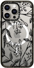 CASETiFY Impact Case for iPhone 15 Pro Max [8.2ft 4X Military Grade Drop Protection/Compatible with Magsafe] - Botanical Jasmine - Clear Black