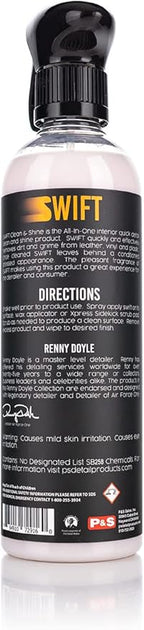P & S PROFESSIONAL DETAIL PRODUCTS Swift Clean & Shine - Interior Cleaner & Protectant for Leather, Vinyl, Plastic - Cleans, Conditions & Leaves a Satin Finish - Fresh Scent - 16 oz