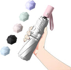 BAODINI Small UV Protection Travel Umbrella Compact for Rain and Sun UPF 50+ Windproof Portable 42 inch Umbrella for Women and Men