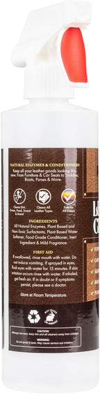 Amazing Leather Cleaner/Conditioner/Deodorizer | Powerful, Natural Enzyme Cleaner | USA Made | Great for Leather & Vinyl, Furniture, Boots, Purses, Clothing & More Removes Stains Spray & Wipe (16oz)