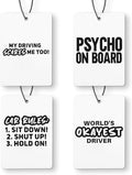 Funny Car Air Freshener 4 Pcs, Humorous Driver Driving Sign Hanging Air Freshener for Cars Closet Drawer Books, Funny Sarcastic Gifts Car Accessories for Women Men