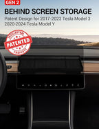 BASENOR Tesla Model Y Model 3 Dashboards Behind Screen Storage Box, (Proprietary Design) Center Console Hidden Organizer Tray Sunglasses Holder for 2017-2023 Model 3 2020-2024 Model Y