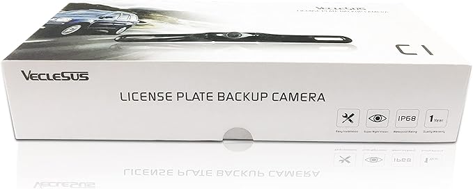 HD Backup Camera VECLESUS VC1 Car Rear View License Plate Back up Camera, Wide View Angle Night Vision Waterproof Easy Installation 720P Universal Backup Camera for Car, Sedan, Pickup, SUV and Truck