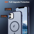 SUPFINE Magnetic for iPhone 11 Phone Case(Compatible with MagSafe)(Military Grade Drop Protection) Translucent Matte Shockproof Phone Cover, Navy Blue