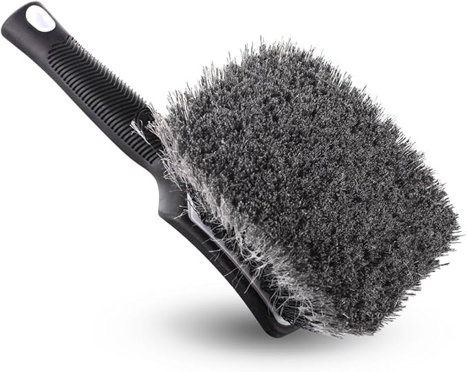 Detail Factory - ProGrip Wheel Face Brush - Ergonomic ProGrip Handle - Soft Flagged-Tip Bristles - Black Ice