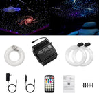 AMKI Dual Color 18W Twinkle&Meteor Starlight Headliner Kit 1200pcs 0.03in 13.1ft+240pcs Pure White Shooting Star,Updated 2 in 1 Starlight Box RGBW Sound Activated Mode for Car Home Decor