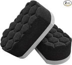 2 PCS Tire Shine Dressing Applicator Pad, Washable Hex Logic Car Detailing Foam Sponge with Easy Grip, Soft Tire Trim Applicator Pad for Car Glass, Porcelain and More (Gray)