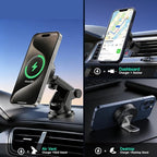 Qylastic Qi2.2 Certified 25W for MagSafe Car Charger & Holder with Air-Cooling Tech, Magnetic Wireless Charger Mount for iPhone 17/16/15/14/13/12, Fits Samsung Galaxy S25