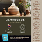 100% Pure Agarwood Essential Oil - 0.34 Fl Oz - Agarwood Oil for Hair, Skin, Diffuser, Aromatherapy & DIY Candle Making Scent