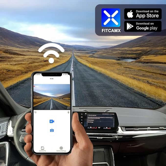Fitcamx Front 4K+Rear 1080P Dash Cam Adapts for BMW X1 2023-2026 Xdrive28i M35i U11 (HD2-6576), Integrated OEM Look, Dual HD Video, WiFi & APP, Loop Recording, G-Sensor, Easy to Use, 128GB Card