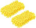 HARFINGTON 2pcs Car Wash Sponge 8.7" x 4.3" Chenille Microfiber Mitt Scratch-Free Absorbent Scour Scrubber Cleaning Sponge for Washing Detailing on Cars, Trucks, SUV, Boats, RVs, Yellow