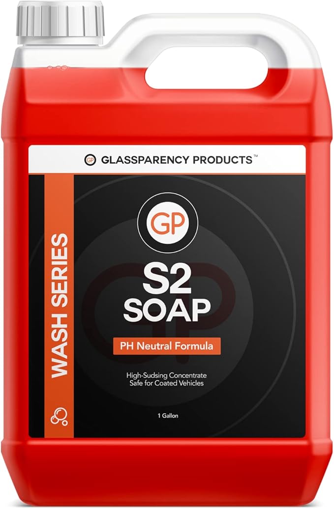 GlassParency S2 Soap (PH Neutral) (1 Gallon) Safe on Wax & Ceramic Coatings | High Foam Formula | Concentrate for Bucket, Foam Gun, or Foam Cannon