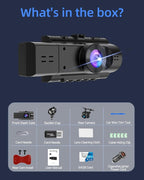 3 Channel Dash Cam Front and Rear Inside with 64GB SD Card, 1080P+720P+720P Car Dash Camera for Cars Front and Rear, Dashcam with G-Sensor, Loop Recording, 24H Parking Mode, Night Vision