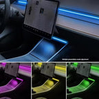 Interior Neon Lights for Tesla Model Y/3, Dreamcolor Acrylic Interior Car LED Strip Light for Tesla, Dynamic Chasing Music Sync Neon Ambient Lighting Kits for Tesla Model Y/3 (2 Strip Set A)