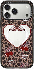 CASETiFY Impact iPhone 17 Pro Max Case [Slim/Compatible with Magsafe / 8.2 ft. 4X Military Grade Drop Protection] - Leopard Cherries - Clear Black