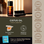 100% Pure Cistus Essential Oil - 0.34 Fl Oz - Cistus Oil for Hair, Skin, Diffuser, Aromatherapy & DIY Candle Making Scent