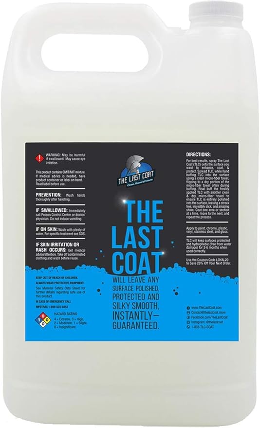 The Last Coat Ceramic Coating Spray & Sio2 Based Car Wax - Hydrophobic Formula and Uv Protectant Wax for Car, Also Long Lasting Coat, Ceramic Spray 128(Oz)