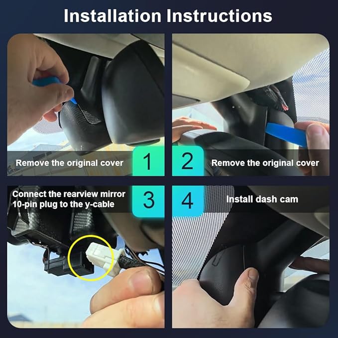 Fitcamx 4K Dash Cam Suitable for RAM 1500 2025 2026 RHO (HD2-D4120), Integrated OEM Look, UHD 2160P Video, Built-in WiFi & APP, Loop Recording, Collision Sensor, Night Vision, Plug & Play, 64GB Card