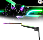 XKmax RGB Fiber Optic LED Interior Ambient Light Kit for Car & Truck | Color Chasing | App-Controlled (2pc 30" Strips)