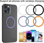 6 Colors Universal Metal Rings Compatible with Magsafe Magnetic Wireless Charger, Adapter Ring Sticker for Cell Phone Case Magnet Wireless Charging, Compatible with iPhone 17/16/15/ Samsung Galaxy