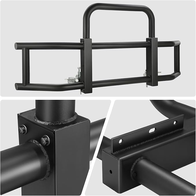 DNA Motoring Front Bumper Brush Bull Bar Deer Guard Compatible with Volvo VNL 04-17/430 15-16/630 15-16/670 15-16, 3mm Thick Iron Tubing, Powdercoated Matte Black, DG-G-002-BK+BKIT-DG-005