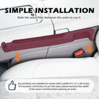 2PCS Car Seat Gap Filler Organizer,3 in 1 Car Seat Side Gap Filler with Hook for Avoiding Dropped Items,Universal No Drop Seats Guard for Filling Gaps 1.37-1.49 Inch Wide (Red)