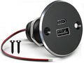 12V USB Outlet All-Aluminum QC 3.0 USB-A & USB-C PD3.0 Dual High-Speed Charger Socket, Recessed Mount Type-A Type-C Port for Camper Van Trailer RV Boat Truck (Big Version)