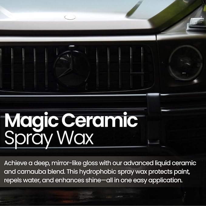 Olvera’s Magic Ceramic Spray Wax – Liquid Ceramic + Carnauba Wax Blend | Deep Mirror Shine, UV Protection & Hydrophobic Coating | Professional Gloss Enhancer for Cars & Trucks