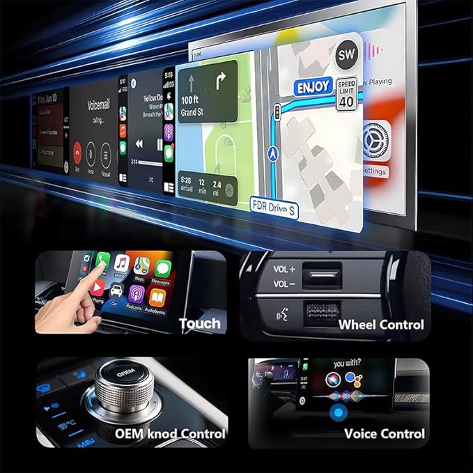 Wireless CarPlay Adapter & Android Auto Dongle, Shiny Silver，Fast Auto-Connect, Compact Plug & Play Wireless CarPlay Converter for iPhone & Android, USB/USB-C, No Delay, Seamless Reconnection