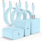 3Pack USB C Charger for Samsung Galaxy S24 Ultra, Super Quite Fast Charging Type C Block with 6FT C to C Cord for Samsung Galaxy Tab S9 S8 S23 Ultra S22 Ultra S23 S22 S21 Note 10 Plus 20,Blue