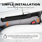 2PCS Car Seat Gap Filler Organizer,3 in 1 Car Seat Side Gap Filler with Hook for Avoiding Dropped Items,Universal No Drop Seats Guard for Filling Gaps 1.37-1.49 Inch Wide (Black)
