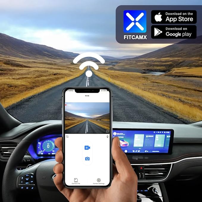Fitcamx 4K Dash Cam Suitable for Ford Escape Explorer & Lincoln Aviator Nautilus Navigator Corsair, Integrated OEM Look, UHD 2160P Video WiFi, G-Sensor, Loop Recording, Easy to Install, 64GB Card