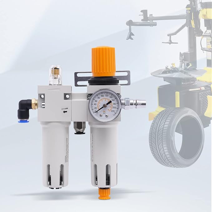 Tire Changer Machine Parts Air Pressor Oil Water Separator with Digital Tire Pressure Gauge Regulator Trap Filter Tire Changer Air Pressor Fit and Maximum Pressure of 145Psi