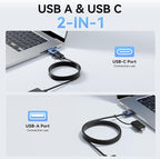 Aceele USB C/A Hub for Laptop, Ultra Slim USB Splitter 4 Port USB 3.0 Data Hub, Multi USB Port Expander with 4Ft Long Extension Cable for Desktop Mini PC,MacBook Air/Pro, iMac, PS5, Flash Drive