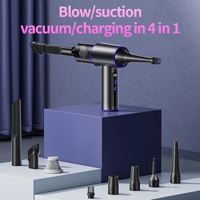 PHIXBEAR Upgrade 4in1 Greenlight Dust Detection Technology Cordless Car Vacuum Cleaner, High Power 15000PA Handheld Vacuum Portable with LED Display, Multi-Nozzles for Car, Home,Office,Camping