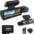 64GB Dash Cam Front and Rear for Cars with Night Vision, 1080P Dual Lens Dash Camera Inside and Outside, 24H Parking Monitor, Motion Detection, Loop Recording, Car Camera with Audio
